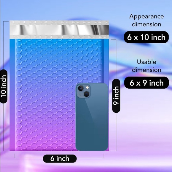 100 Pack Purple/Blue Bubble Mailers 6x10 NWT - Picture 2 of 4